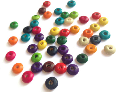

Aumni Crafts Jewellery Making Craft Wooden Beads 8x4mm Disc Mixed Colors (Pack of 100 grams, 1187 beads)