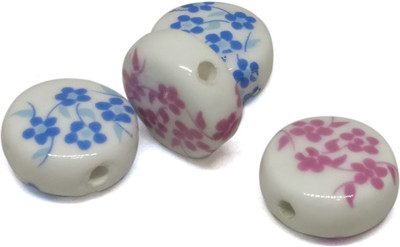 

Aumni Crafts Ceramic Jewellery Making Printed Beads 16x8mm Flat Round 2-Color Combo (10 Pieces Each Color)
