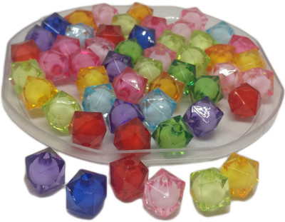 

Aumni Crafts Jewellery Making Craft Acrylic Beads With Stuffed White Bead 10x9x9mm Cube Mixed Colors (Pack of 100 grams, 224 beads)