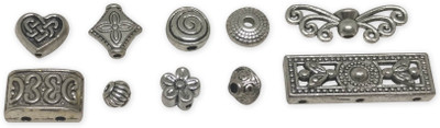 

Aumni Crafts Jewellery Making Metal Alloy Bead Spacers Mixed Size 10-Shape Combo Antique Silver Color (Pack of 100 pieces)