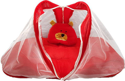 

Baby Corn Velvet Bedding set Mosquito Protector Cum Velvet Sleeping Bedding Set Extra Comfort Foldable Bed(Fabric, Red)