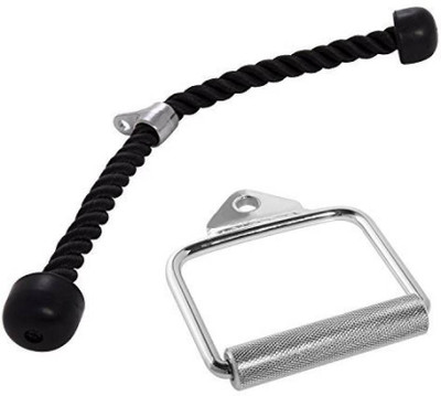 

ROYAL SPORTS BEST QUALITY TRICEP ROPE , PULL DOWN BAR , CLOSED HANDLE CABLE ATTACHMENTS , Multi-training Bar(Silver), Black
