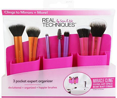 

Real Techniques 3Pocket Expert Organizer Pinkmakeup Brush Storage Containerfor Easy Organization Of Makeup Brushes(Pack of 3)