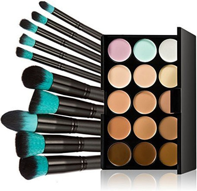 

Chinatera 15 Colors Contour Face Cream Makeup Concealer Palette With 10Pcs Brushes By(Pack of 10)