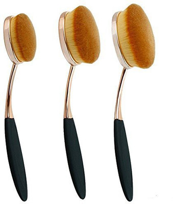 

Ubeauty U Beauty 3Pcs Hot New Pro Golden Big Oval Brush Liquid Cream Foundation Powder Contour Blush Curve Toothbrush Cosmetics Tools(Pack of 3)