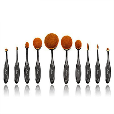 

Messon Professional Fashionable 10Pcs Black Makeup Brushes Set Oval Toothbrush Cosmetics Tool Foundation Contour Brush Powder Blush Eyeliner Blending By(Pack of 10)