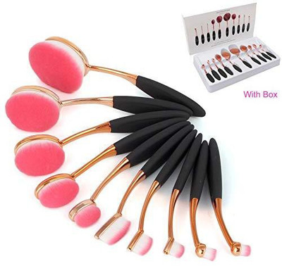 

Vander Makeup Brushes 10 Pcs Fashionable Professional Super Soft Oval Toothbrush Brush Set Foundation Contour Powder Blush Concealer Eyeliner Cosmetics Tool(Pack of 10)