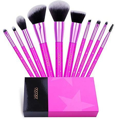 

Docolor 10Piece Makeup Brushes Set Premium Kabuki Lavender Star Synthetic Foundation(Pack of 10)