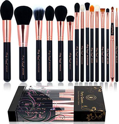 

Party Queen 15Pcs Makeup Brushes Set Luxury Rose Golden Synthetic Wool Beauty Brush Tool Cosmetics Kit(Pack of 15)