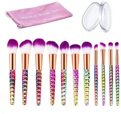

Beautystar 11Pcs Makeup Brushes Set Beauty Star 2Pcs Silicone Sponge And 15Pcs Rainbow Color Foundation Blending Eyeshadow Blush Cosmetic(Pack of 11)