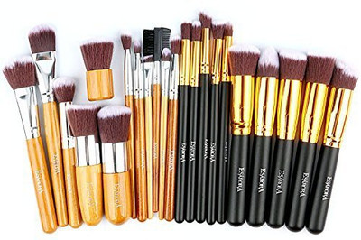 

Esarora Makeup Brush Premium 22 Pcs Synthetic Foundation Powder Concealers Eye Shadows Silver Black Sets(Pack of 2)