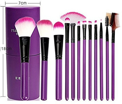 

Hotsaleglobal Makeup Brush Set With Case 12 Pcs Brushes Holder Essential Cosmetics Eyeshadow Eyeliner Lip Powder Kits(Pack of 12)