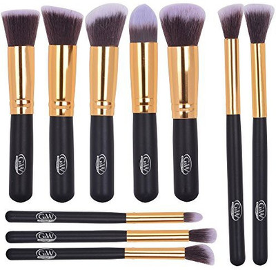

Goworth 10Pcs Premium Makeup Brush Set Synthetic Cosmetics Foundation Blending Blush Eyeliner Face Powder Lip Kit(Pack of 10)