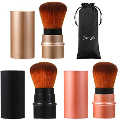 

Jewelrywe 3 Colors Cosmetic Beauty Makeup Minerals Powder Brush Travel Retractable Kabuki Foudation Blush Tool(Pack of 3)