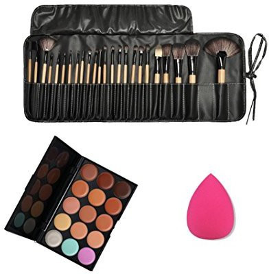 

Datework 15 Color Concealer Palette 24 Pcs Cosmetic Makeup Brushes Sponge Puff(Pack of 24)