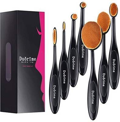 

Duorime New 7Pcs Black Oval Toothbrush Makeup Brush Set(Pack of 7)