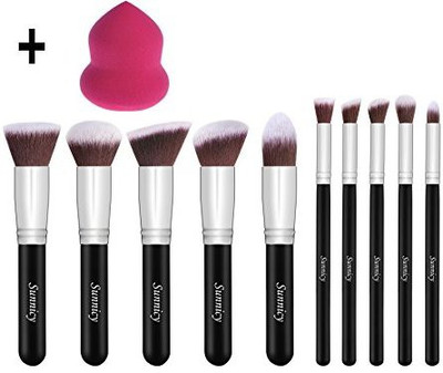 

Sunnicy Makeup Brushes Beauty Sponge Blender 10 Pcs Kabuki Powder Foundation Blending Blush Eyeliner Concealer Brush Set Cosmetic Tools(Pack of 10)