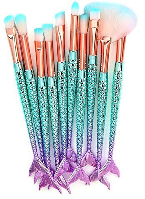 

Kanzer New Mermaid Makeup Brushes Foundation Eyebrow Eyeliner Blush Cosmetic Concealer 10Pcs(Pack of 10)