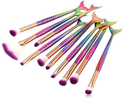 

Staron 10 Pieces Makeup Brush Set Mermaid Brushes Kit Foundation Eye Shadow Contour Lip Cosmetic Blending Tool(Pack of 10)