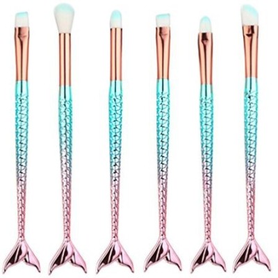 

Uploter Cosmetic Tools 6Pcs Mermaid Makeup Brush Set Synthetic Foundation Blending Blush Eyeliner Face Powder Kit(Pack of 6)