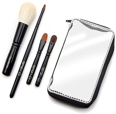 

Ait Products Bella Mini Travel Makeup Brush Set With Mirror Case Handmade In Usa Includes Face Blender Cream(Pack of 4)
