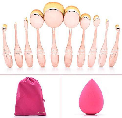 

Dolovemk Professional Makeup Toothbrushshaped Oval Brushes Beauty Gift Set Sponge Blender Pouch Bag For Eyebrow Foundation Powder Bb Cream(Pack of 10)
