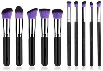 

Raylans Premium Synthetic Kabuki Makeup Brush Set Cosmetics Foundation Eyeshadow Blending Face Powder Kit(Pack of 10)