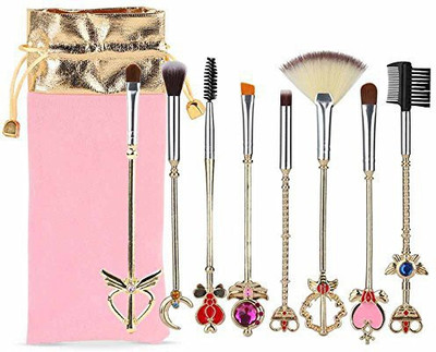

Coshine 8Pcs Sailor Moon Gold Makeup Brush Set With Pouch Magical Girl Cute Cosmetic Brushes Pink(Pack of 8)