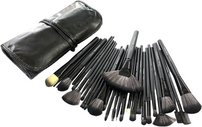 L'Rivara 30 Piece Makeup Brush Set with PU Leather Case LR-113 (Black)(Pack of 30)