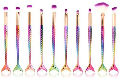 

Paymenow 10 Pieces Professional Cosmetic Brushes Kit Mermaid Foundation Eyeshadow Contour Eye Lip Makeup Set(Pack of 10)