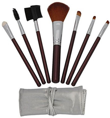 

Niceeshop Foonee 7Pcs Brown Professional Cosmetic Makeup Brushes Set Kit With Silver Bag(Pack of 7)