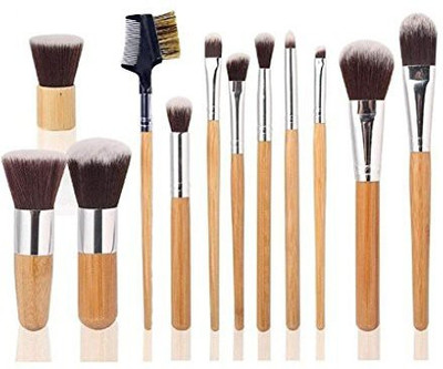 

Ambox 12 Pieces Makeup Brush Set Professional Bamboo Handle Premium Synthetic Kabuki Foundation(Pack of 12)