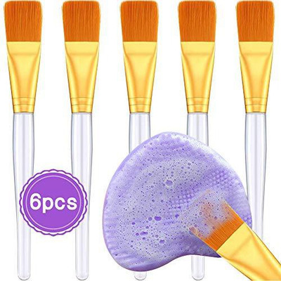

Ec Vision Facial Mask Brush With Cleaning Mat Professional Quality Skin Soft Cosmetic Face For Applying Clay Eye Peel Serum Or Diy(Pack of 6)
