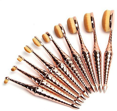 

Micup Oval Makeup Brush Set 10Pcs Diamond Shape Mermaid Professional Toothbrush Powder Cream(Pack of 10)