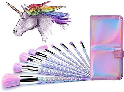 

Nestling Ammiy Unicorn Makeup Brushes With Colorful Bristles Horn Shaped Handles Fantasy Tools(Pack of 9)