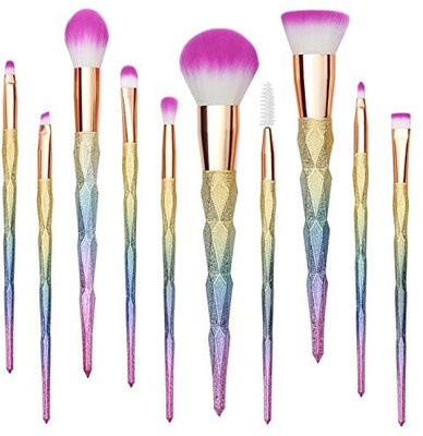 

Qivange Unicorn Makeup Brushes Colorful Rainbow Foundation Eyeshadow Highlighter Brush Professional Set(Pack of 10)