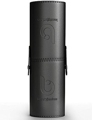 

Beauty Junkees Makeup Brush Holder Organizer Case Large Black Vegan Leather Round Cylinder Tube Organize Cosmetic Brushes(Pack of 1)