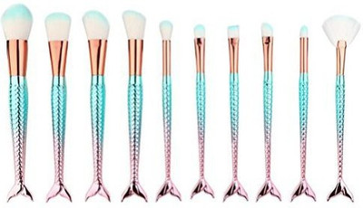

Uploter Beauty Cosmetic Tools 10Pcs Mermaid Makeup Brush Set Synthetic Foundation Blending Blush Eyeliner Face Powder Kit(Pack of 10)