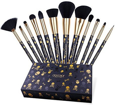 

Docolor 12 Pcs Skull Printed Goth Makeup Brushes Set Foundation Blush Contour Eyeshadow(Pack of 12)