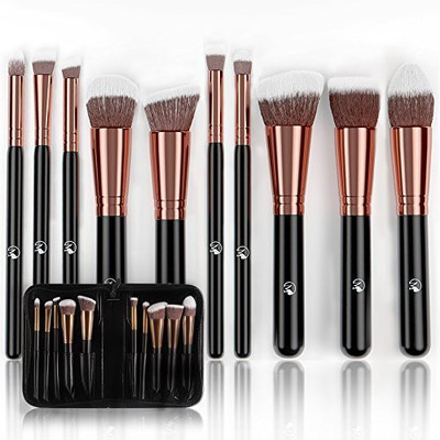 

Magnifeko Professional Makeup Brushes Set With Case Face Eyeshadow Blending Contouring Foundation Synthetic Bristles Round Tapered Kabuki And Angled(Pack of 10)