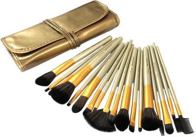 

L'Rivara 18 Piece Makeup Brush Set with PU Leather Case LR-118 ( Beige)(Pack of 1)