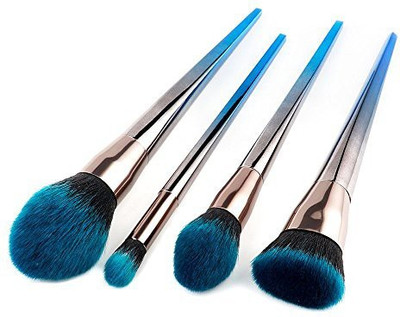 

Cinidy Makeup Brushes Set Blue Gradient Premium Plastic Handle High Density Soft Nylon Bristles Kabuki Foundation Blush Eye Cosmetic Brush(Pack of 4)