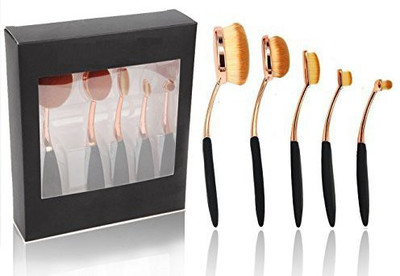 

Beautycoco 5 Pcs Plating Oval Makeup Brush Set Professional Foundation Contour Concealer Blending Cosmetic Brushes With Gift Box(Pack of 5)