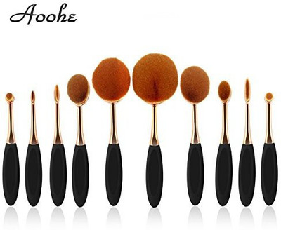 

Aooher 10 Pcs Set Makeup Brush Soft Oval Cosmetics Foundation Toothbrush Curve Brushes(Pack of 10)