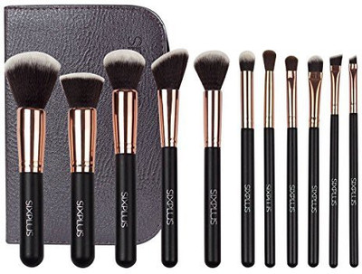 

Sixplus Makeup Brushes Cosmetics Professional Essential 11Piece Royal Golden Make Up Brush Set Kits With Bag And Pouch(Pack of 11)