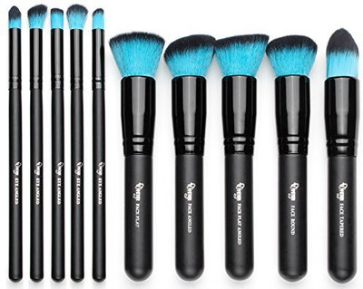 

Qivange Makeup Brushes Premium Synthetic Foundation Powder Eyeshadow Blush Concealer Kabuki Brush Set(Pack of 10)