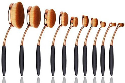 

Naturebeauty Oval Toothbrush Makeup Brush Set Foundation Contour Powder Blush Concealer Cosmetic Tool Rose Gold(Pack of 7)