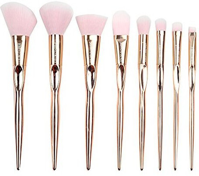 

Color Cleaner Rose Gold Makeup Brush Set Professional Synthetic Foundation Blush Concealer Contour Highlight(Pack of 8)