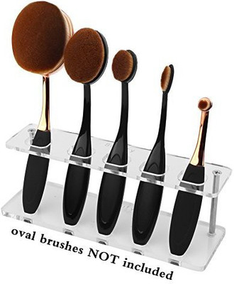 

Dscbeauty 5 Holes Holder For Holding Pcs Oval Makeup Brush Set Toothbrush Kit Drying Rack Brushes Organizer Display Stand Rectangle Clear(Pack of 5)