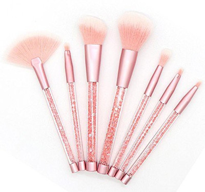 

Highpot 7Pcs Makeup Brush Set With Shiny Crystal Liquid Quicksand Glitter Acrylic Handle(Pack of 7)